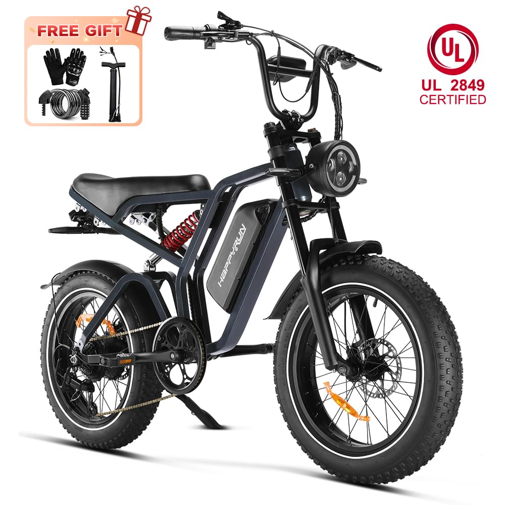 Happyrun Tank G60 Pro UL 2849 Certified Moped Style Offroad Electric Bike Fat Tire